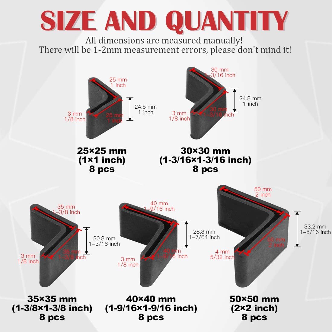 40 Pcs L Shape Furniture Angle Rubber Pad Foot Leg Cover Protector Furniture Bed - Image 2