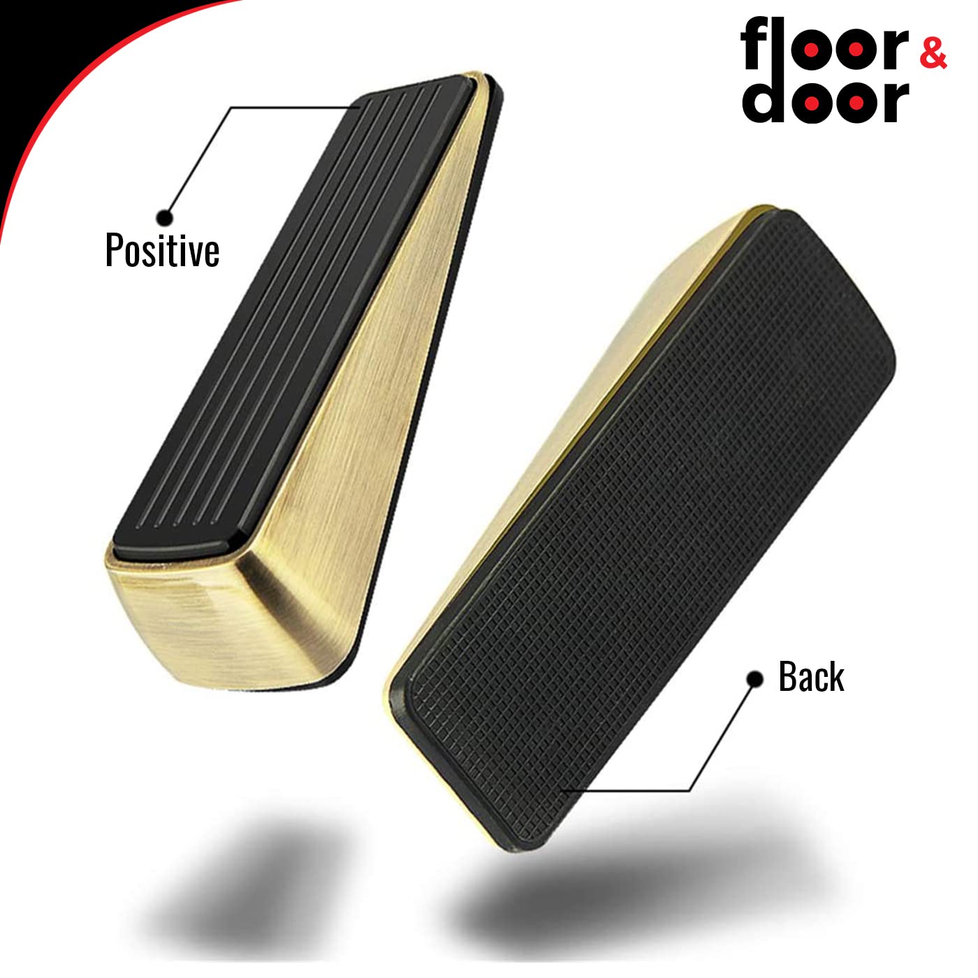 Golden Doorstop (Pack of 2) - Premium Quality Zinc Alloy - Durable Heavy Duty - Image 2