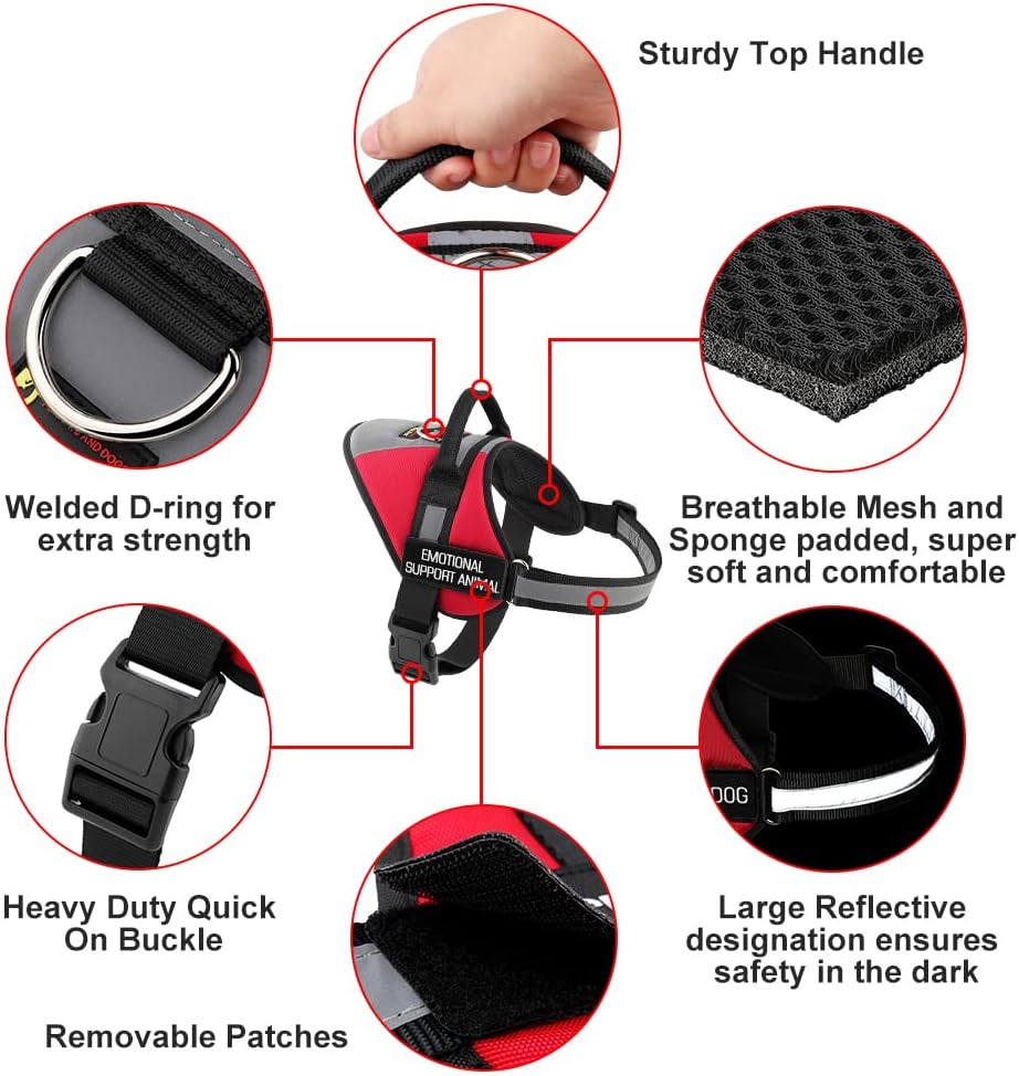 No Pull Emotional Support Dog Vest Harness for Service Dogs,Adjustable Harness - Image 2