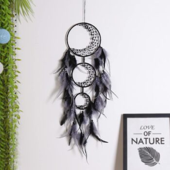 3 Rings Moon Dream Catcher Hanging Decor Dreamcatcher Wall Hanging Feather
