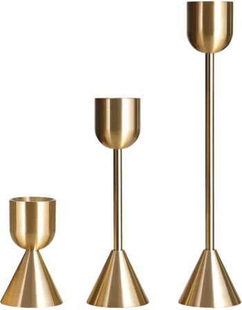 Brass Gold Candlestick Holder - Set of 3 Taper Candle Holder, Vintage Decorative