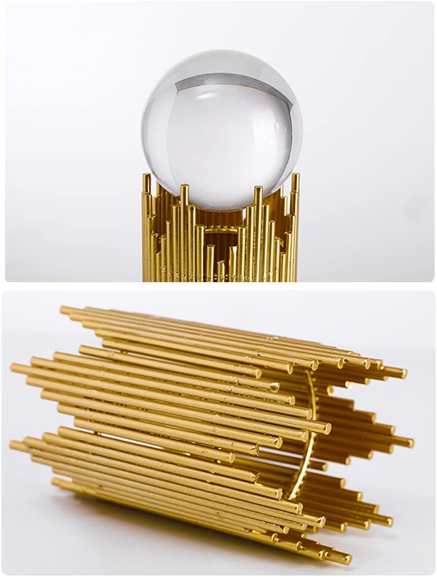 Modern Abstract Art Crystal Ball with Gold Iron Stand Decorative Ornaments - Image 2