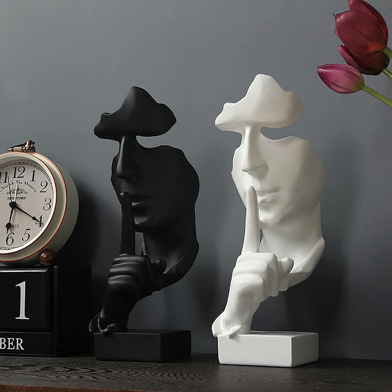 Thinker Statue, Silence is Gold Abstract Art Figurine, Modern Home Resin - Image 2