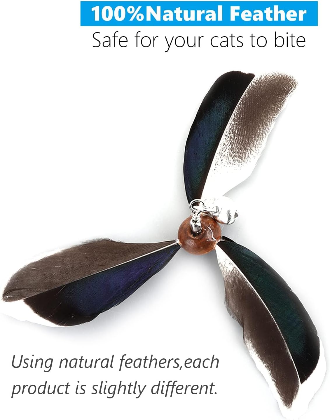 Cat Wand Toys, Interactive Cat Toys with 3 Feather Refills, Cat Feather - Image 2