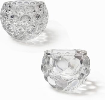 Crystal Circular Candle Holders，Small Glass Candlestick Holders, Clear Glass