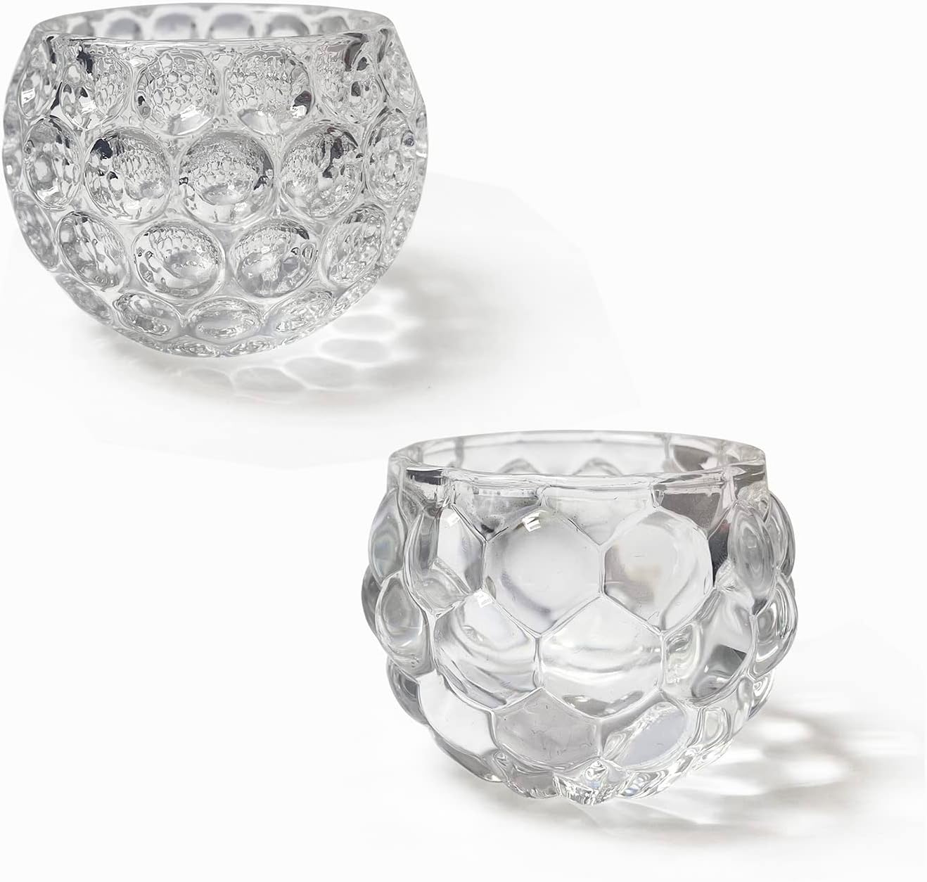 Crystal Circular Candle Holders,Small Glass Candlestick Holders, Clear Glass