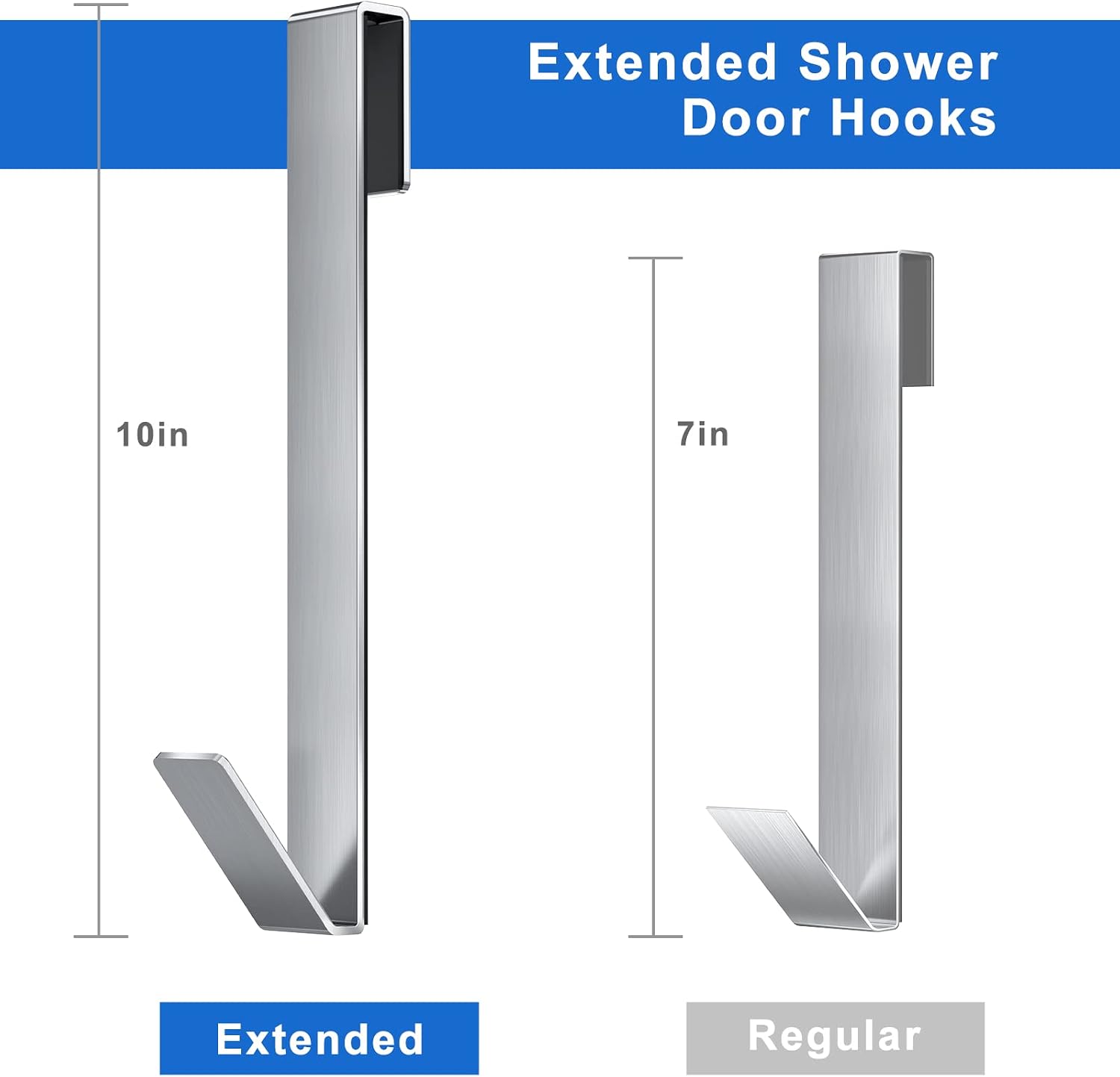 Shower Door Hooks 10 in, Shower Hooks for Towels, Heavy Duty Drilling-Free - Image 3