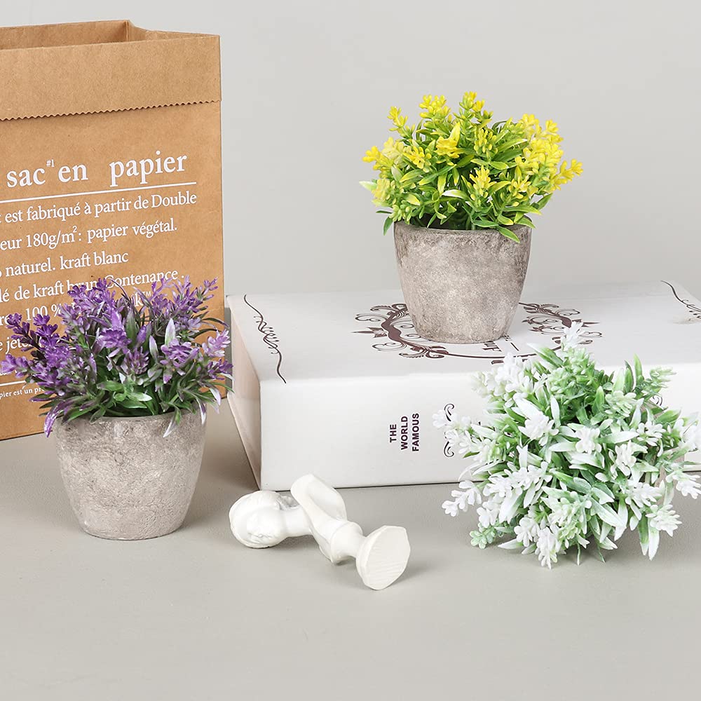 Mini Artificial Plants Potted 6 Pcs, Fake Potted Green Flower - Image 4