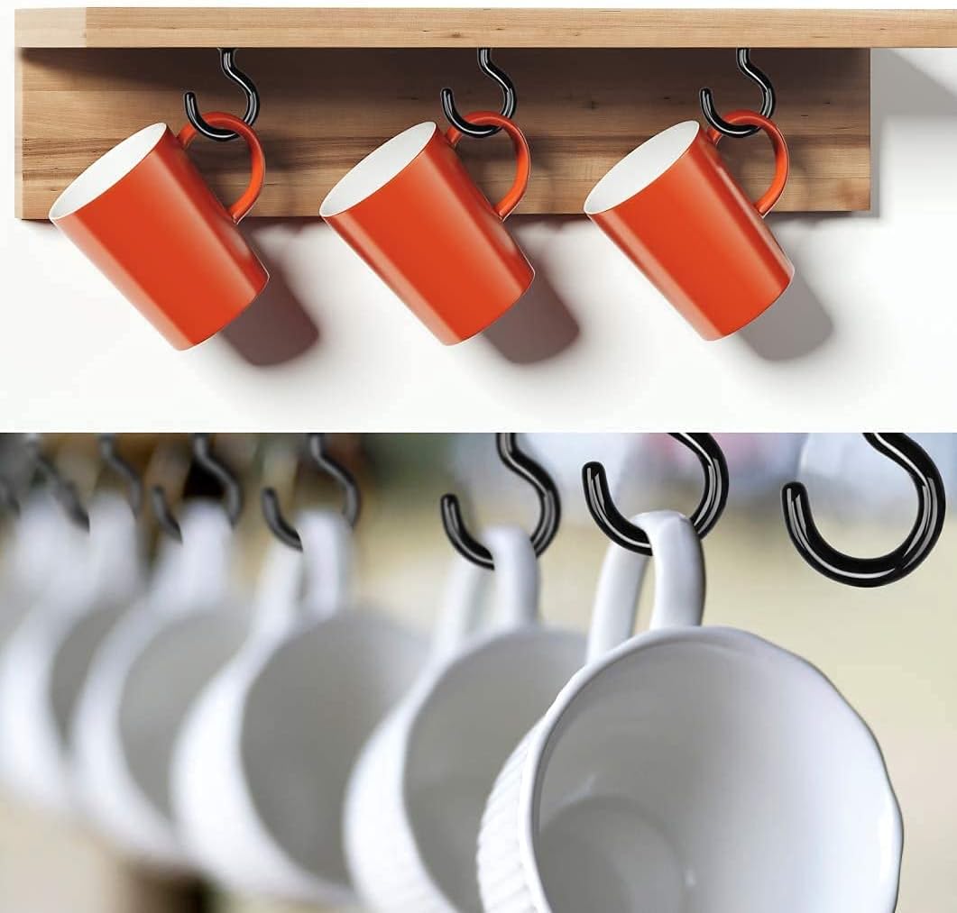 Vinyl Coated Screw-in Cup Hooks - 70Pack Ceiling Hooks in 6 Size for Hanging - Image 3