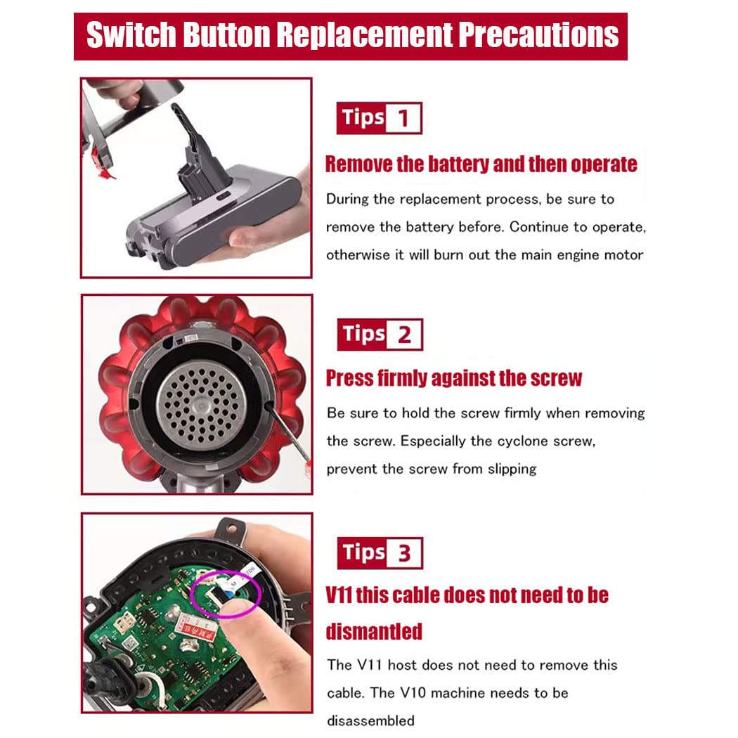Strong Trigger Power Switch Button Accessories for Dyson V11/V10 Cleaner Tools - Image 5