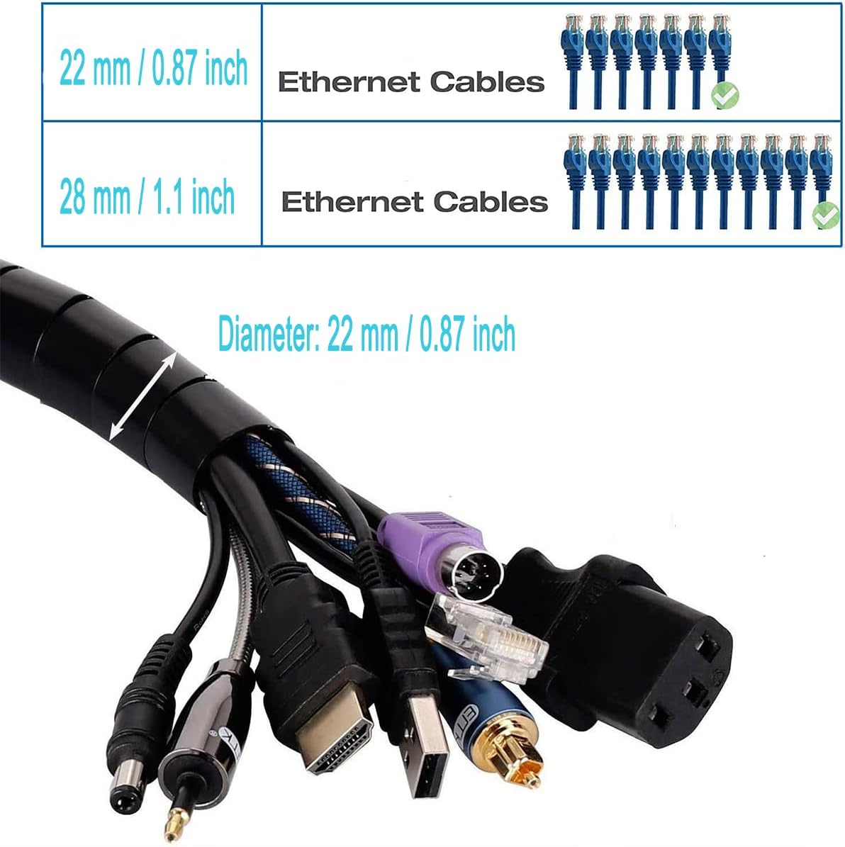 Cable Sleeve Easy Wrap,Cable Management Sleeve,Under Desk Cord Organizer - Image 5