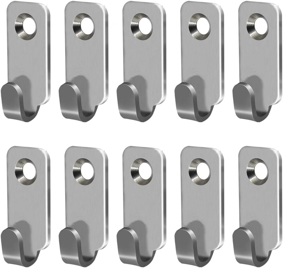 10pcs Heavy Duty Hanger 304 Stainless Steel Wall Mounted Mini J Hook for Mirror