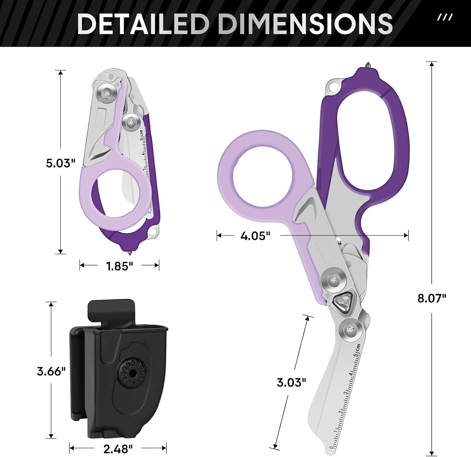 Trauma Shears Emergency Shears with Strap Cutter and Glass Breaker Stainless - Image 2