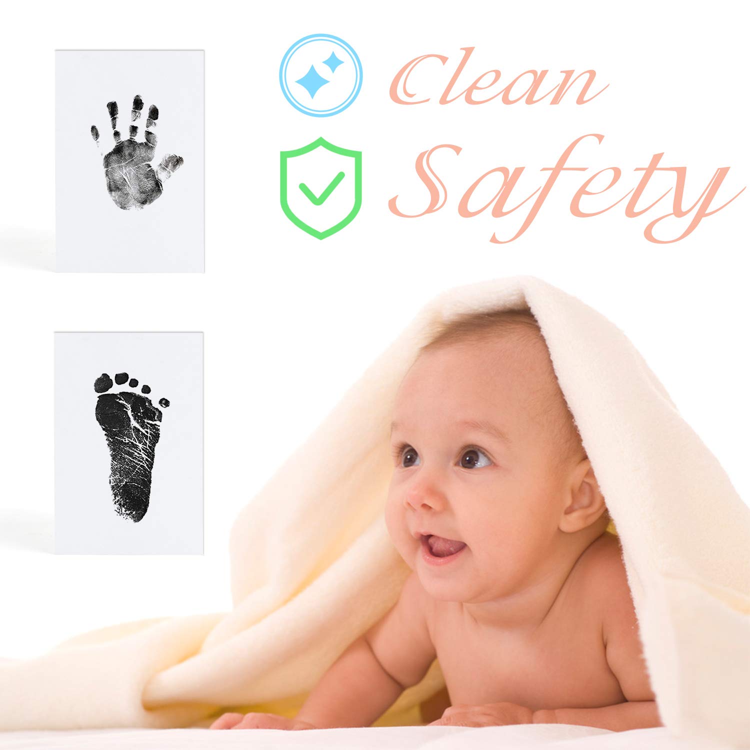 (Black) - Baby Footprint Handprint Pet Paw Print Kit with 4 Ink Pads - Image 3