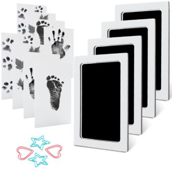 (Black) - Baby Footprint Handprint Pet Paw Print Kit with 4 Ink Pads