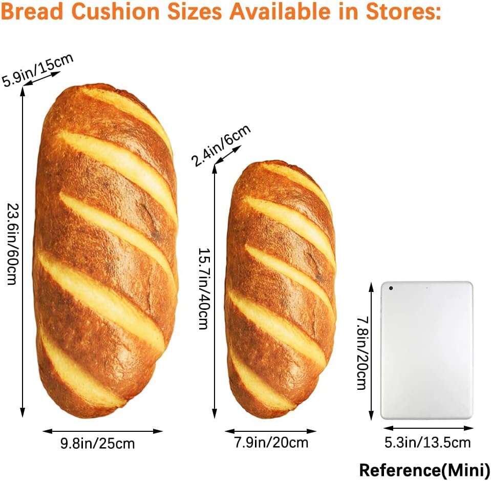 3D Simulation Bread Pillow, Plush Stuffed Food Lumbar Back Cushion,Soft 3D - Image 2
