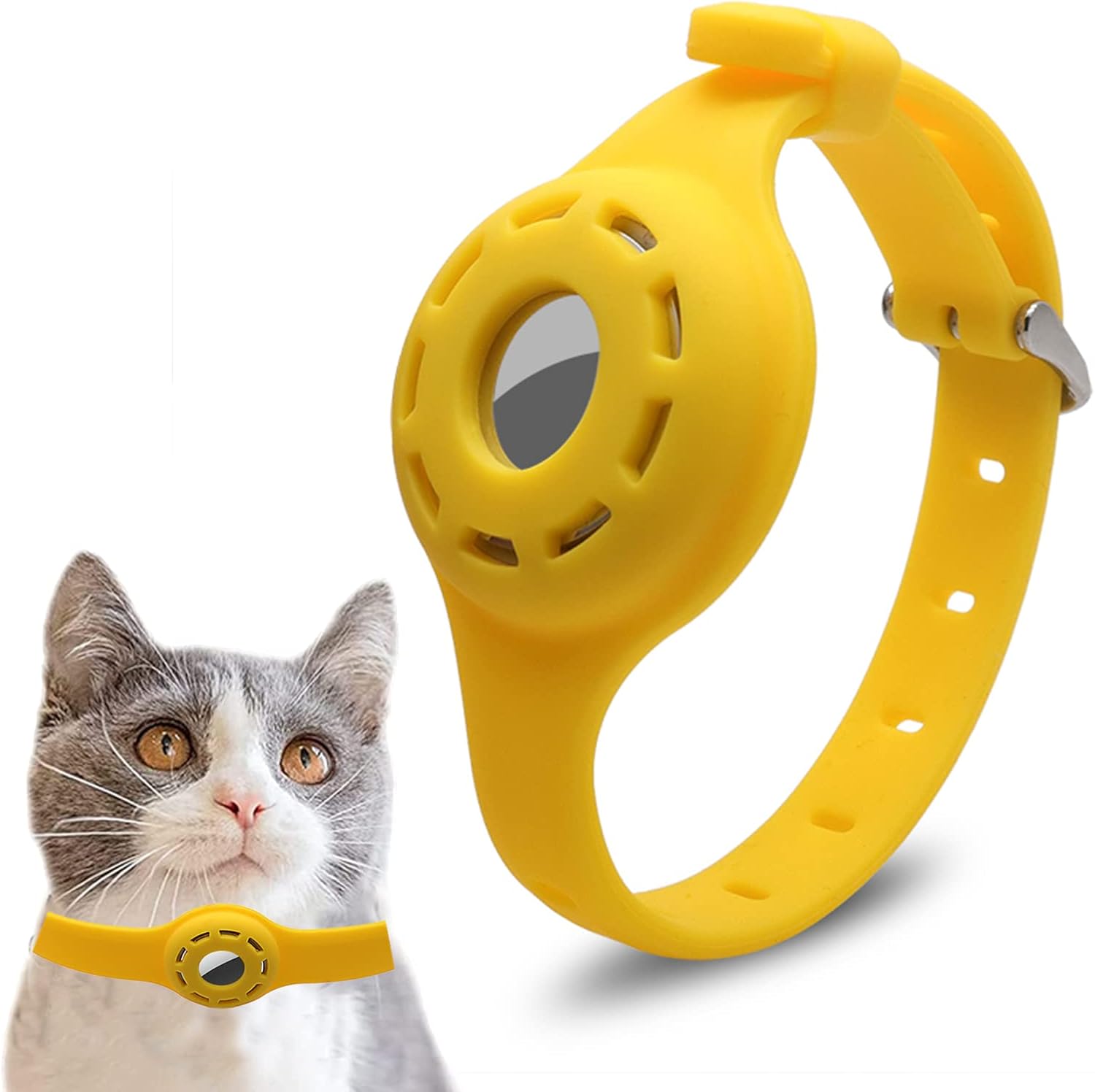 Silicone Dog Collar for AirTag - Anti-Lost Adjustable Cat Collar for Pet Finder