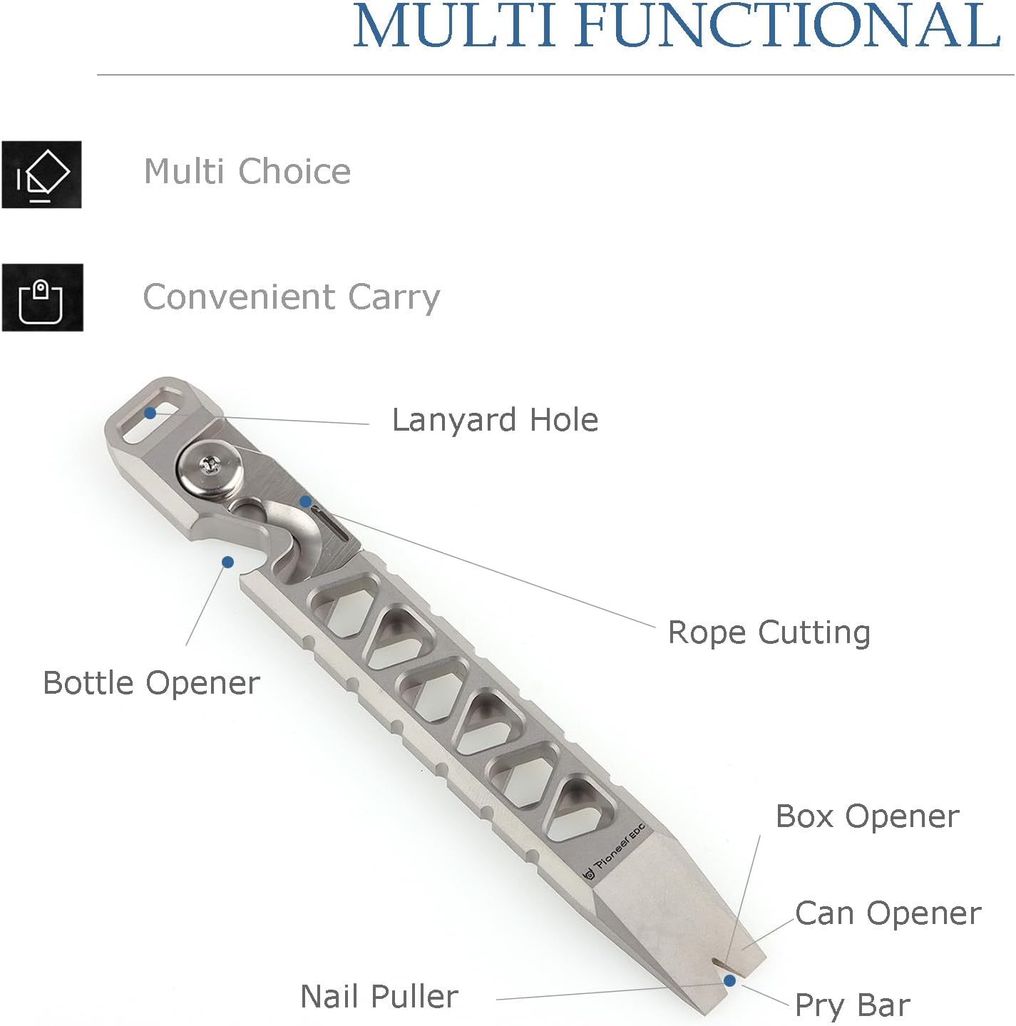 EDC Pry Bar Multi Tool Crowbar Bottle Opener Nail Puller Pocket Size - Image 3