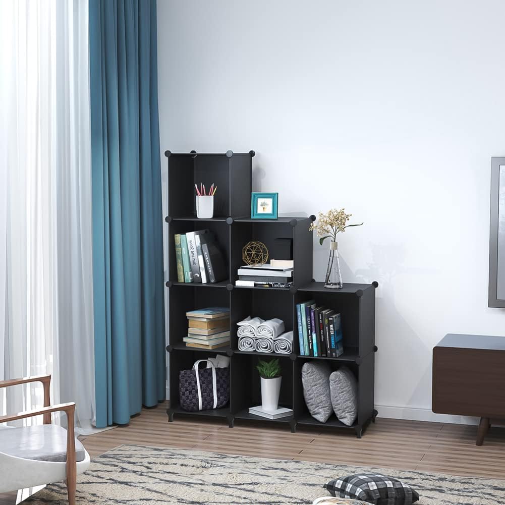 Cube Storage Organizer 9-Cube Closet Organizer with Hammer Cabinet Storage Black - Image 2