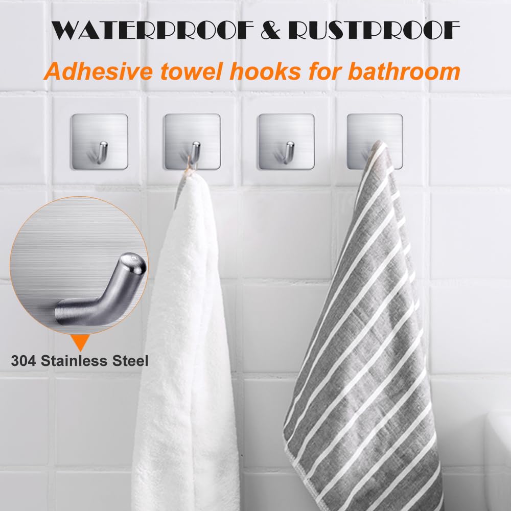 Heavy Duty Adhesive Towel Hooks Stick on Towel Holder Wall Hangers Waterproof - Image 4