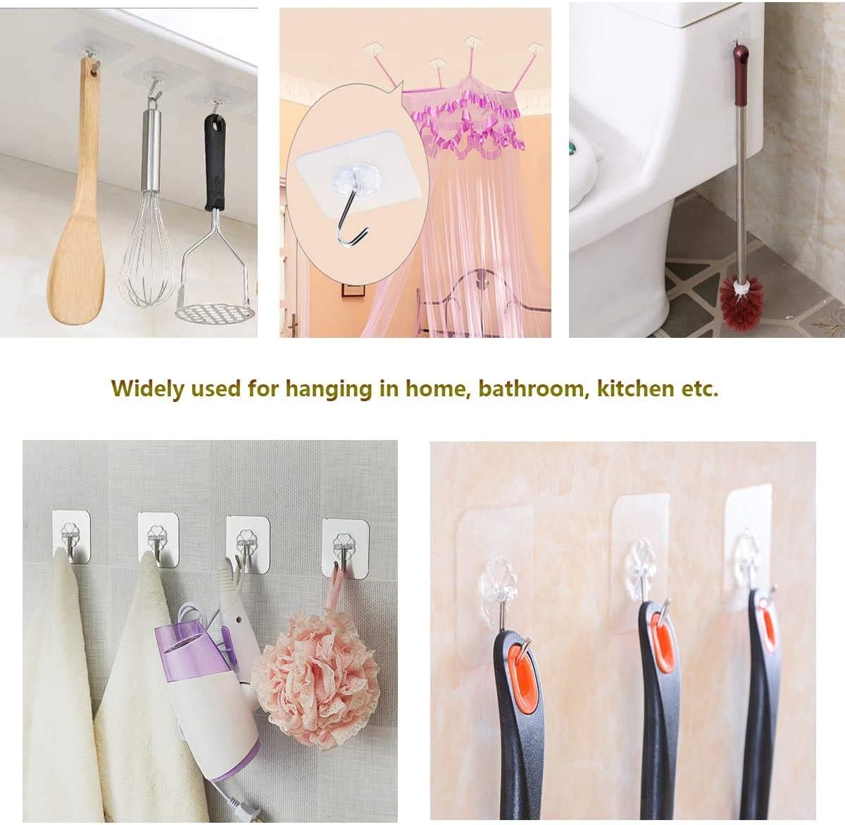 Adhesive Hooks Kitchen Wall Hooks- 24 Packs Heavy Duty 13.2lb(Max) Nail Free - Image 6