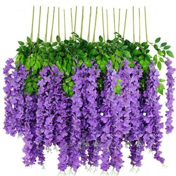 12pcs Artificial Wisteria Flowers Purple 3.6 Feet/Piece Dense Artificial
