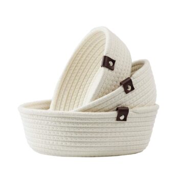 3pack Small Basket Cotton Rope Basket Woven Storage Basket for Kids Home Decor