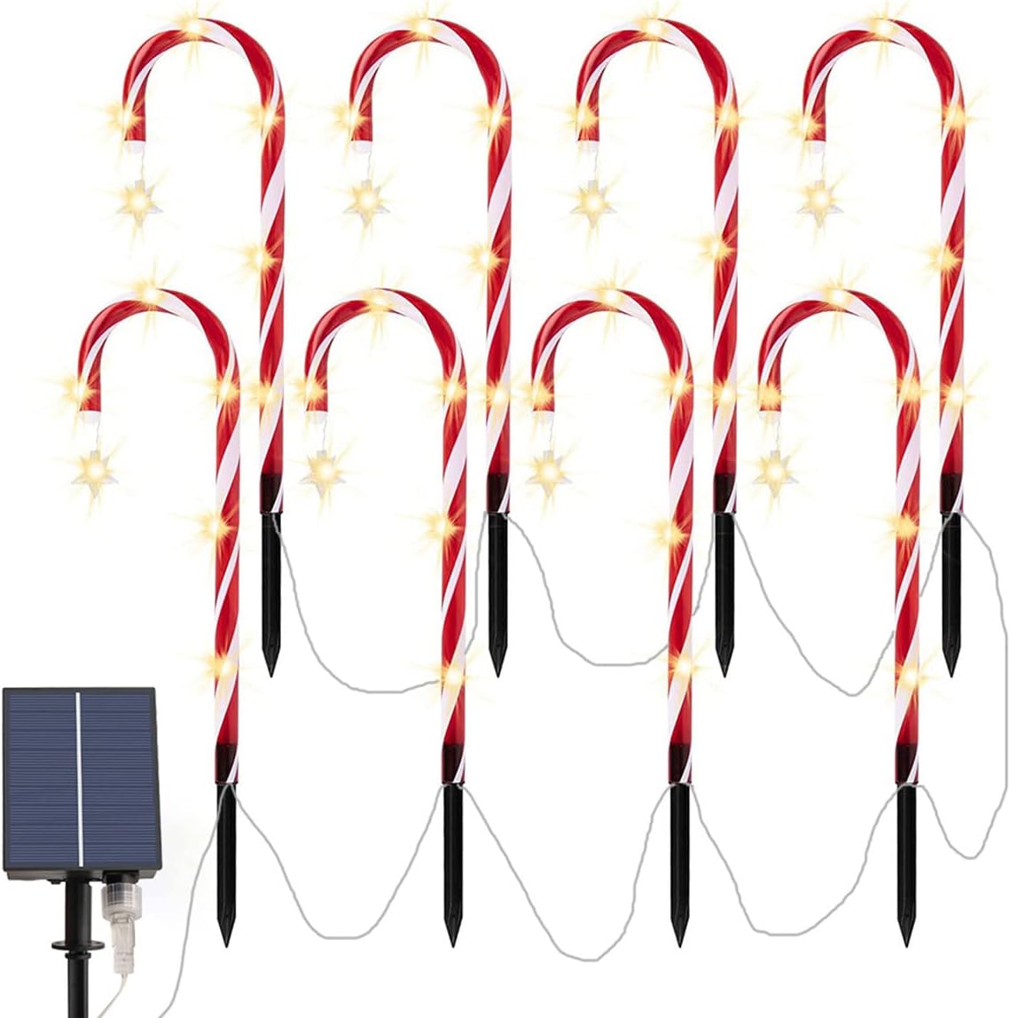 8 Pack Outdoor Christmas Decorations Solar Candy Cane Lights, Solar Christmas