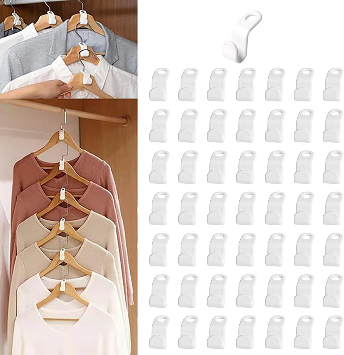 50PCS Clothes Hanger Connector Hooks Cascading Hangers Space Saving Organizer