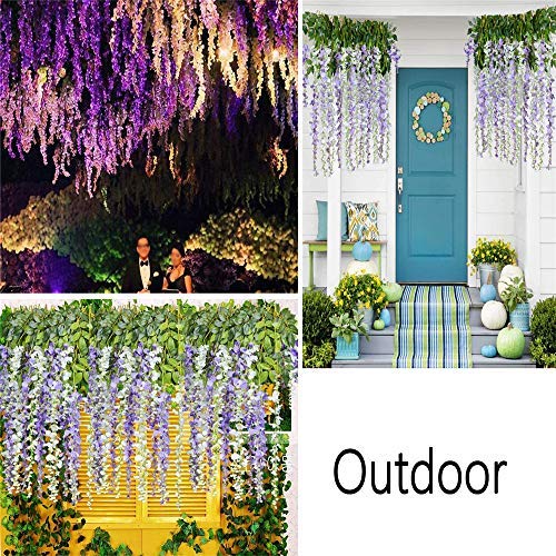 12pcs Artificial Wisteria Flowers Purple 3.6 Feet/Piece Dense Artificial - Image 6