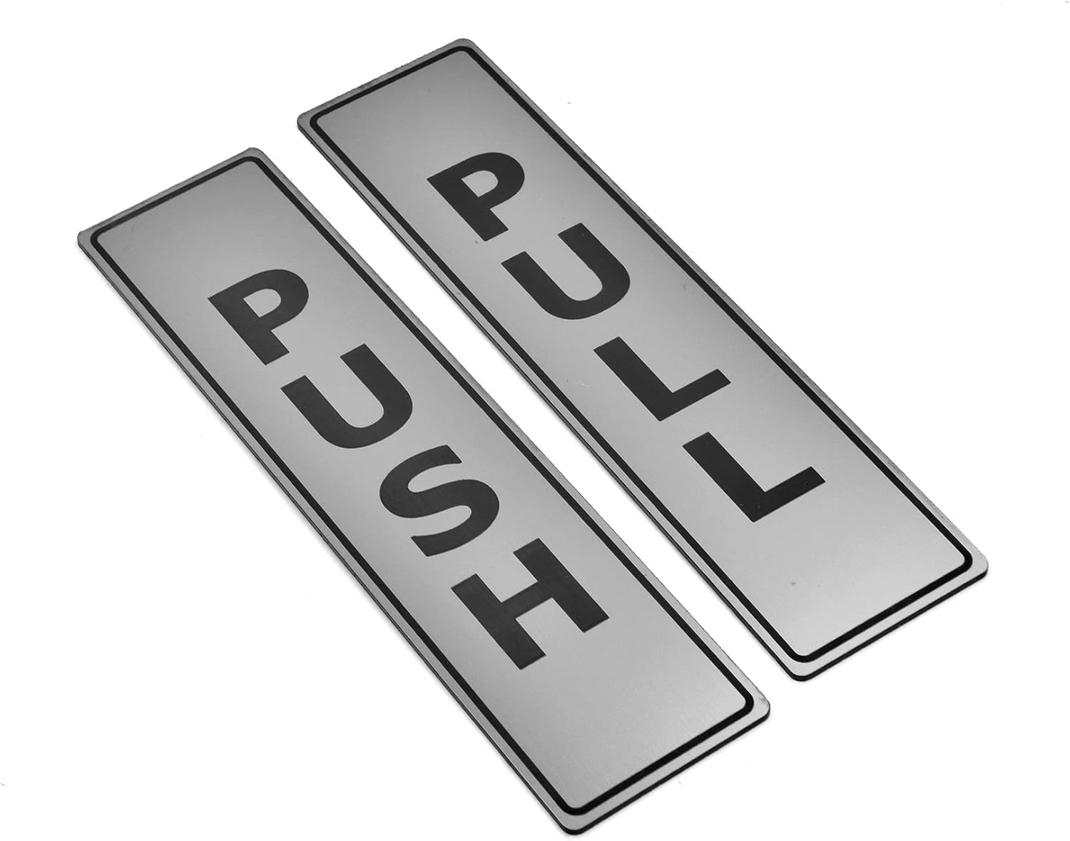 Silver Push Pull Set Pair of Door Signs for Businesses, Restaurants, Bars - Image 6