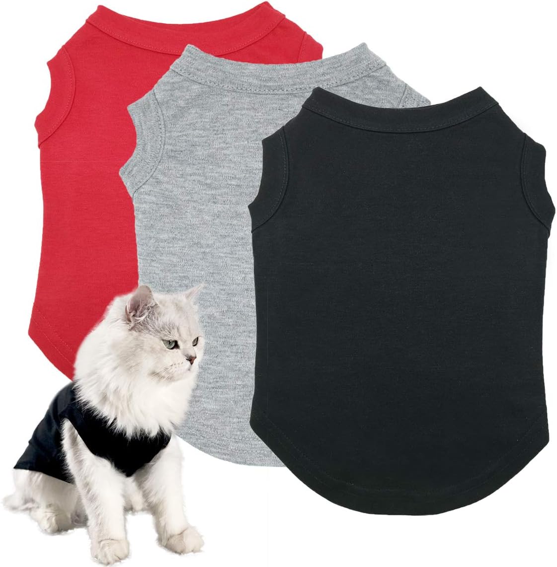 Dog Shirts Pet Clothes Blank Clothing, 3pcs Puppy Vest T-Shirts Cat Apparel