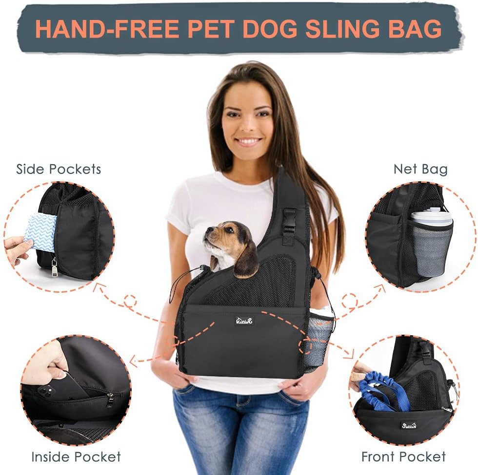 Pet Dog Sling Carrier, Hands Free Papoose Small Animal Puppy Travel Bag Tote - Image 3