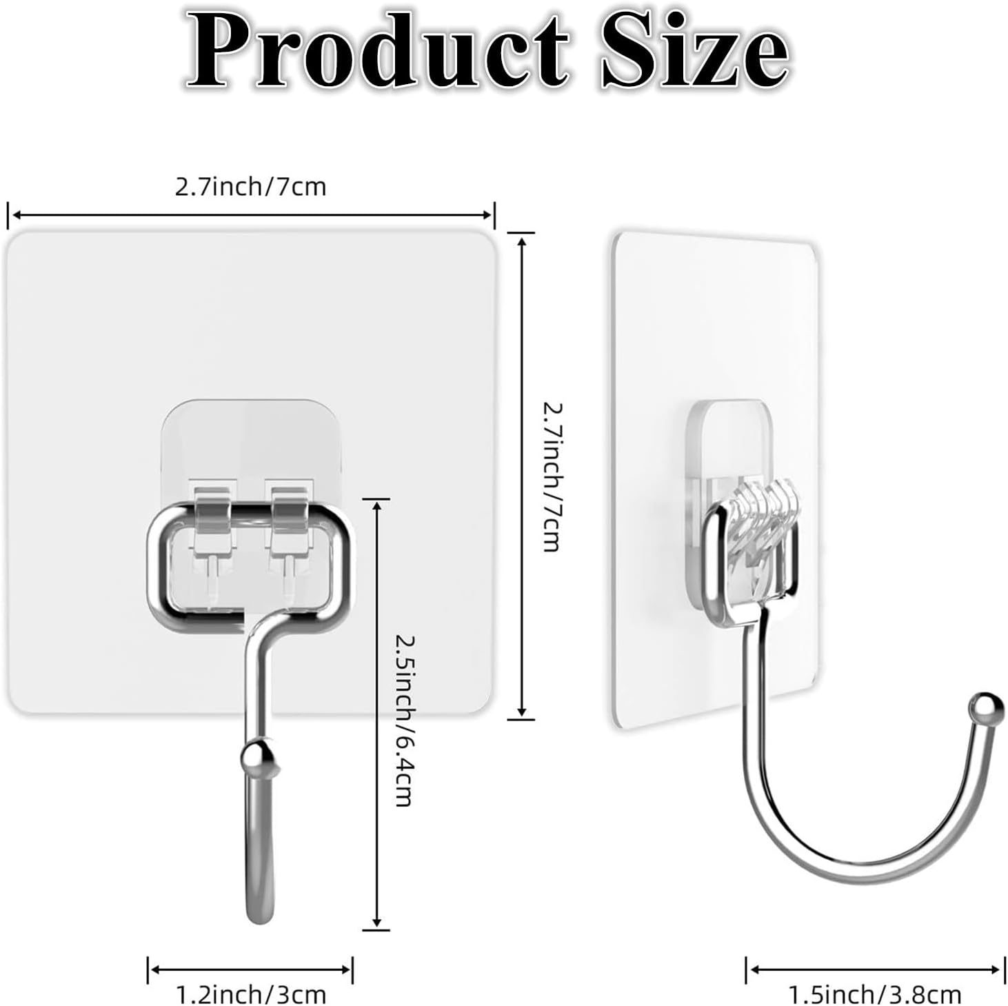 20 Pack Adhesive Utility Hooks, Wall Hooks for Hanging 44lb(Max), Heavy Duty - Image 2