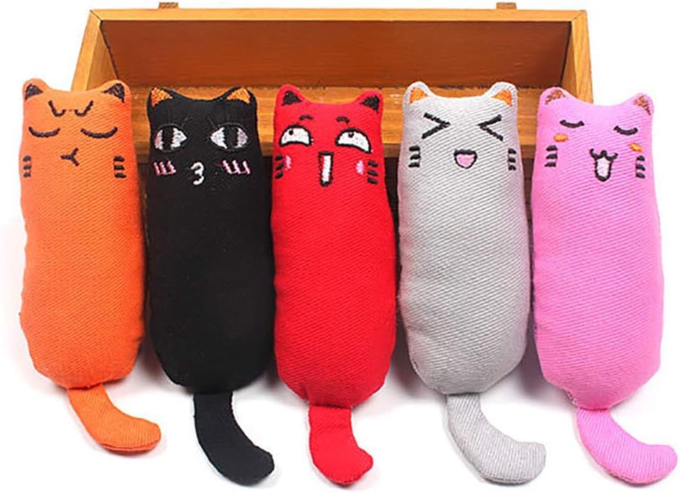 Catnip Toys,5Pcs Interactive Catnip Pillow Toy for Cats, Cartoon Mice Cat - Image 2