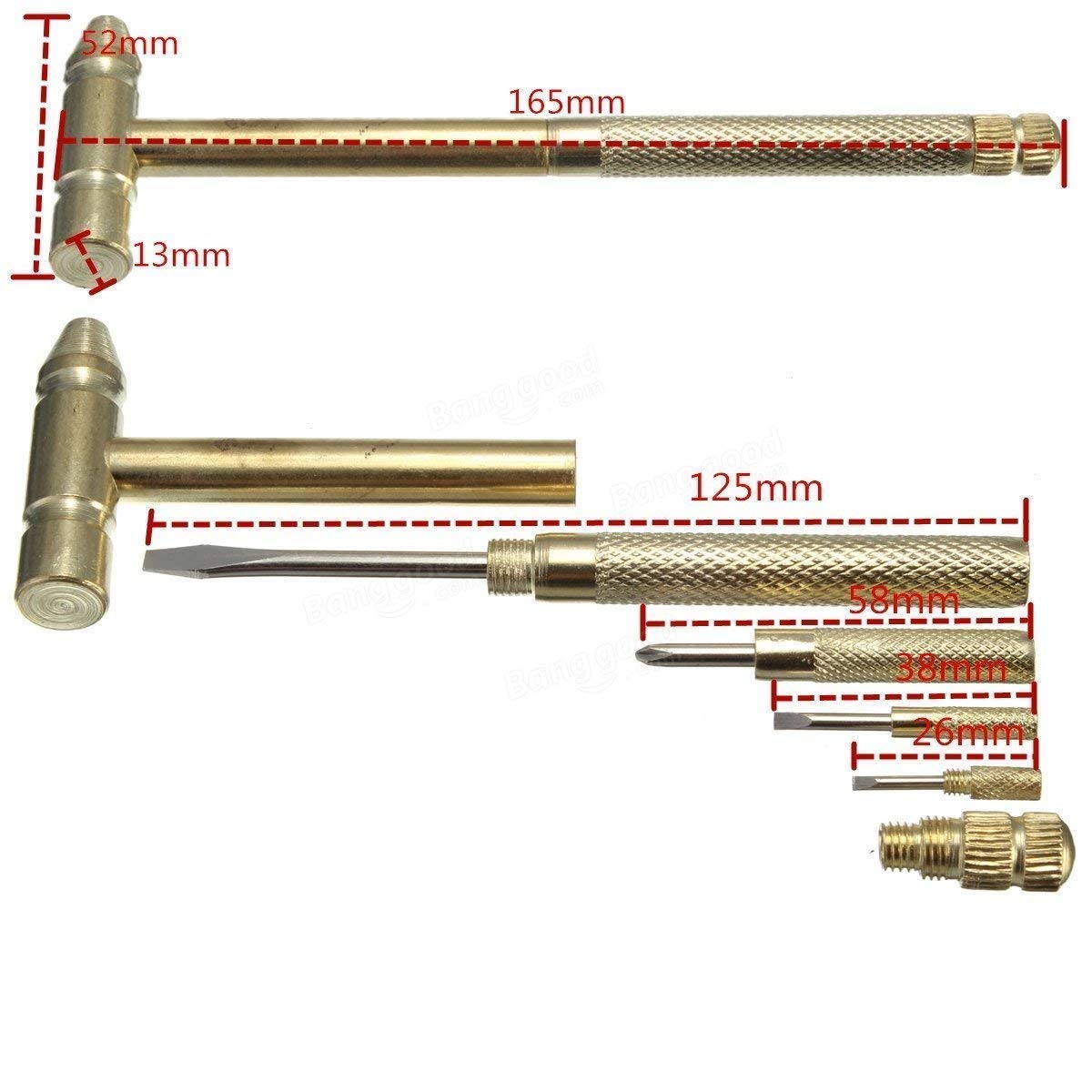 6 in 1 Mini Multifunction Copper Hammer & Screwdriver Hand Tools - Image 3