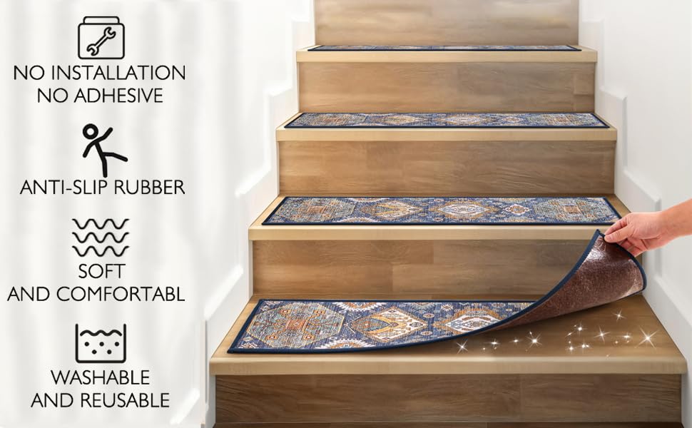 Non-Slip Washable Stair Treads,8" x 30" x 0.3", Soft and Comfortable Stair - Image 2