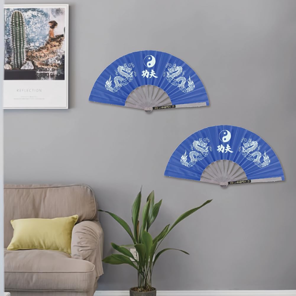 Tai Chi Fan, Stainless Steel Kung Fu Fan Large Folding Hand Fan Nylon Cloth - Image 3
