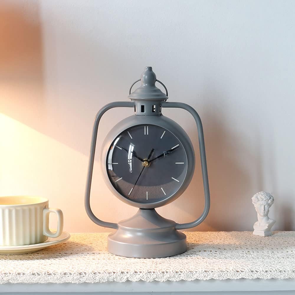 Metal Clock Non Ticking Simple Modern Desk Clock 29cm High Vintage Table Clock - Image 6