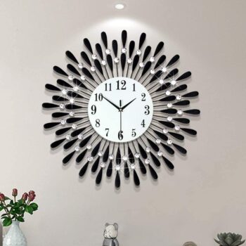 Metal Small Drop Wall Clock 3D Non-Ticking Silent Quartz Clocks,White Glass Dial