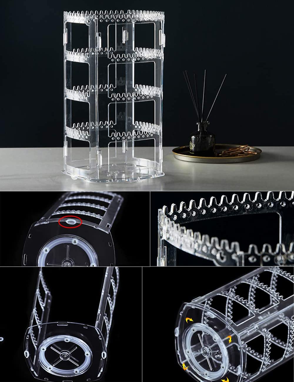 360 Rotating Earring Holder, Acrylic 4 Tiers Jewelry Organizer Rack Display - Image 5