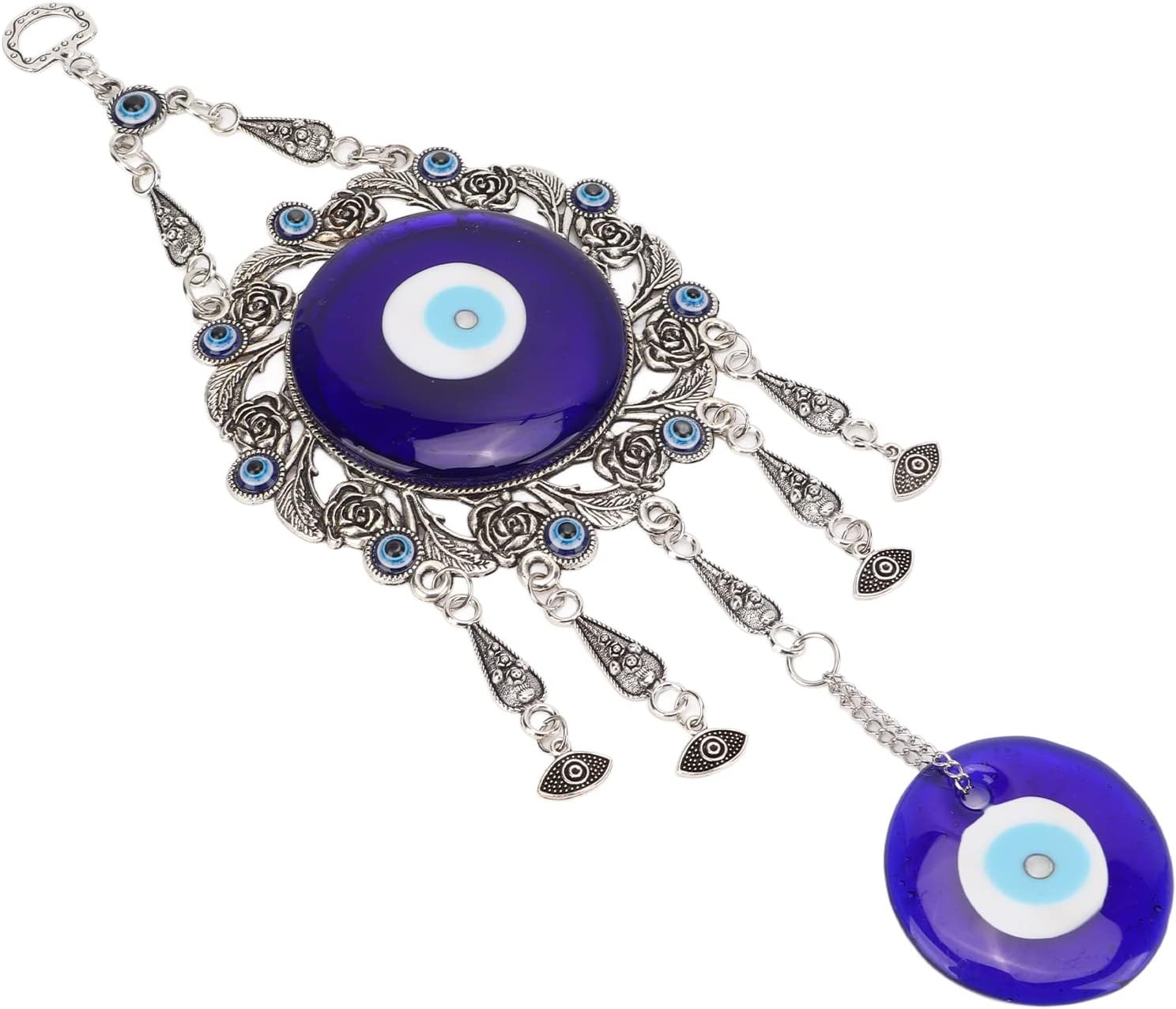 Turkish Glass Blue Evil Eye Wall Hanging Ornament, Hollow Flowers Wall Hanging - Image 7