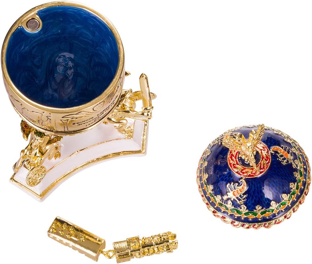 Faberge Style Trans-Siberian Railway Egg/Trinket Jewel Box with train 12,5 cm - Image 2