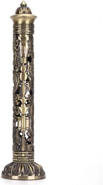 Incense Tower Burner Holder,Portable Bronze Dragon Phoenix Relief Retro
