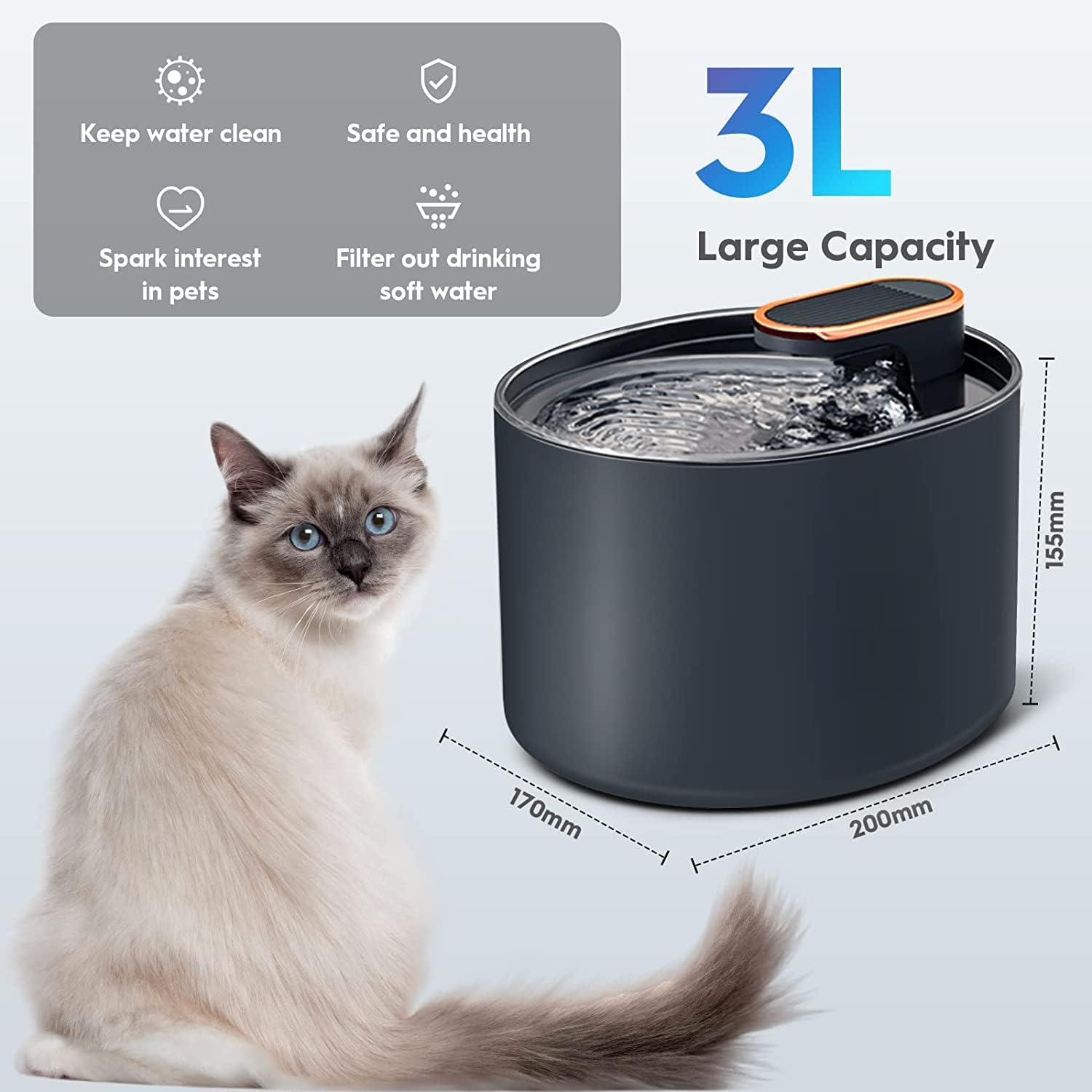 Cat Water Fountain Pet Fountain Dog Water Dispenser: Easy to Clean - Image 3
