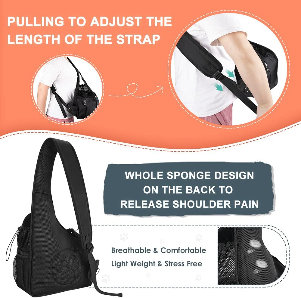 Pet Dog Sling Carrier, Hands Free Papoose Small Animal Puppy Travel Bag Tote - Image 4