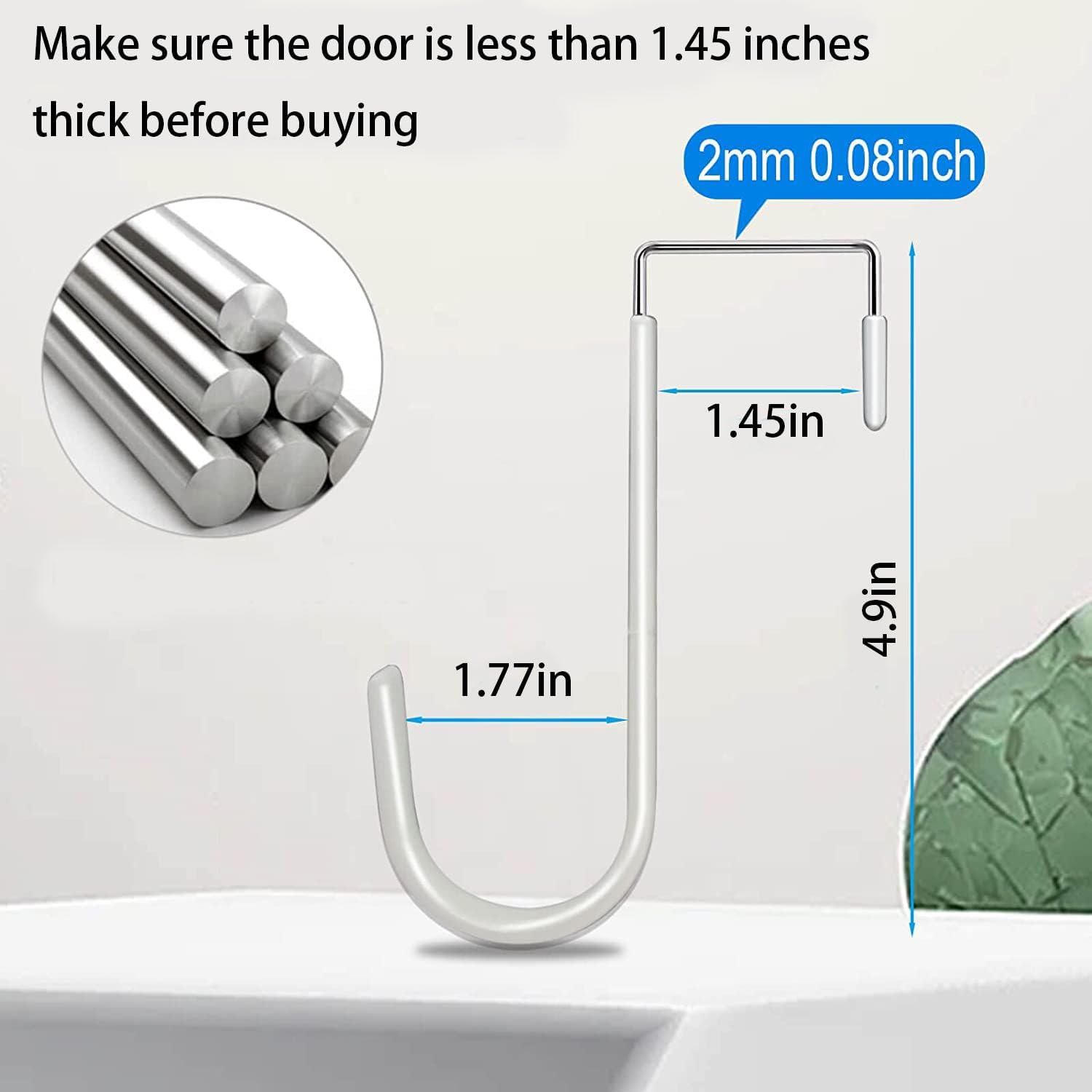 8 Pack Over The Door Hooks, Door Hangers Hooks with Rubber Prevent Scratches - Image 2