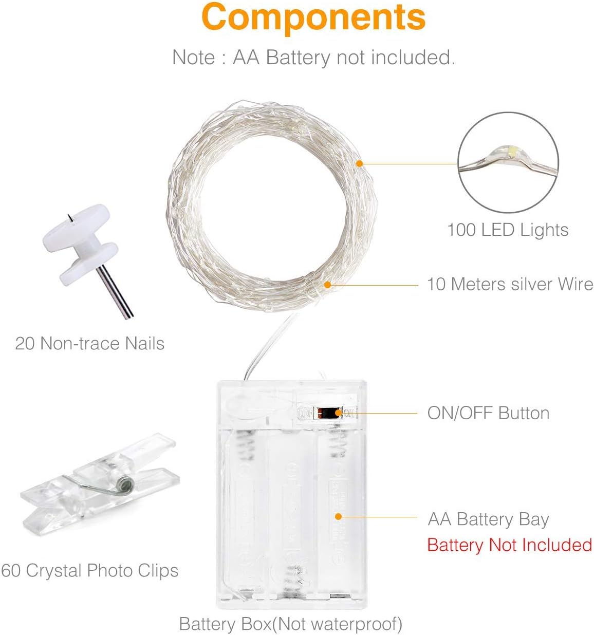 100LED Photo Clip String Lights, 10M Photo Peg Fairy Lights with 60 Clips Indoor - Image 6