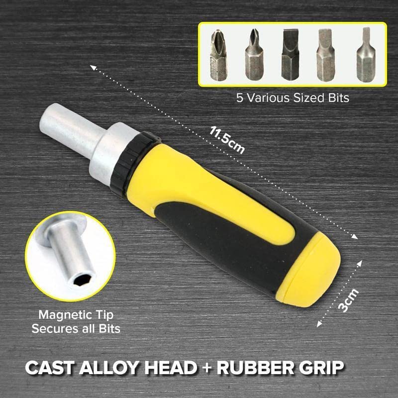 Ratchet Screwdriver & Bits Set Magnetic Tip Internal Storage - Image 4