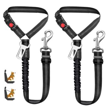 2 in 1 Dog Seatbelts for Cars, 2 Pack Pet Safe Guard Car Seat Belt Headrest